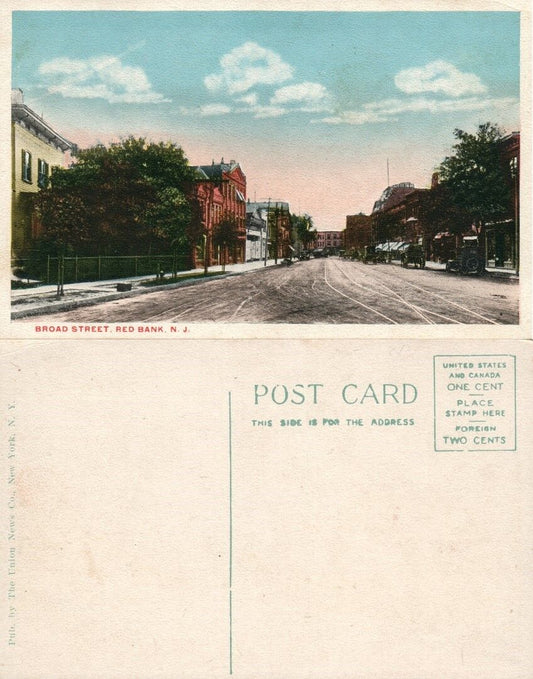 RED BANK N.J. BROAD STREET ANTIQUE POSTCARD