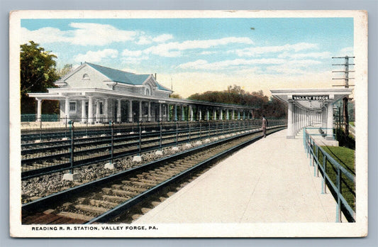 VALLEY FORGE PA RAILROAD STATION railway depot ANTIQUE POSTCARD