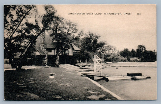 WINCHESTER MA BOAT CLUB VINTAGE POSTCARD