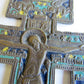 RUSSIAN icon WALL CROSS BRONZE MULTI ENAMEL ANTIQUE 1870s