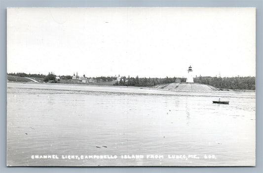 LUBEC ME CAMPOBELLO ISLAND CHANNEL LIGHTHOUSE VINTAGE REAL PHOTO POSTCARD RPPC