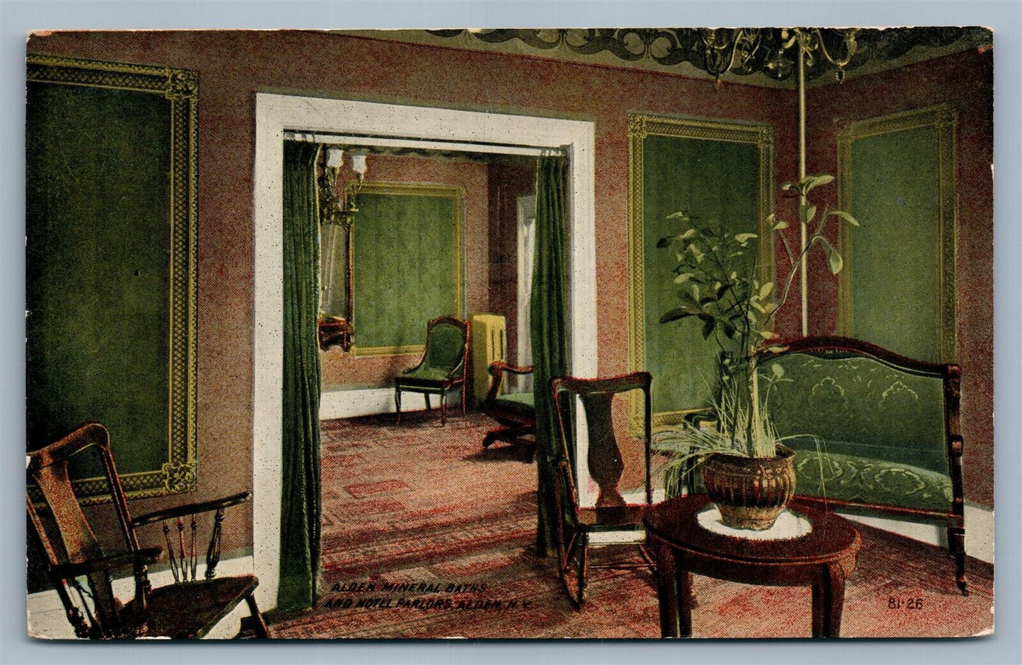 ALDEN NY MINERAL BATHS & HOTEL PARLORS ANTIQUE POSTCARD