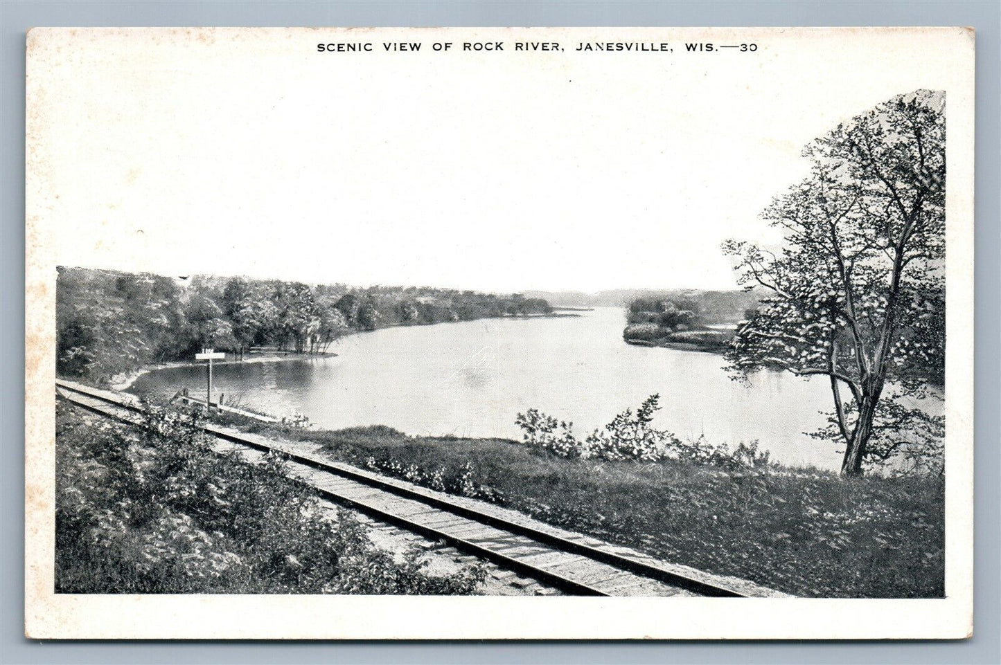 JANESVILLE WI ROCK RIVER ANTIQUE POSTCARD RAILROAD TRACKS