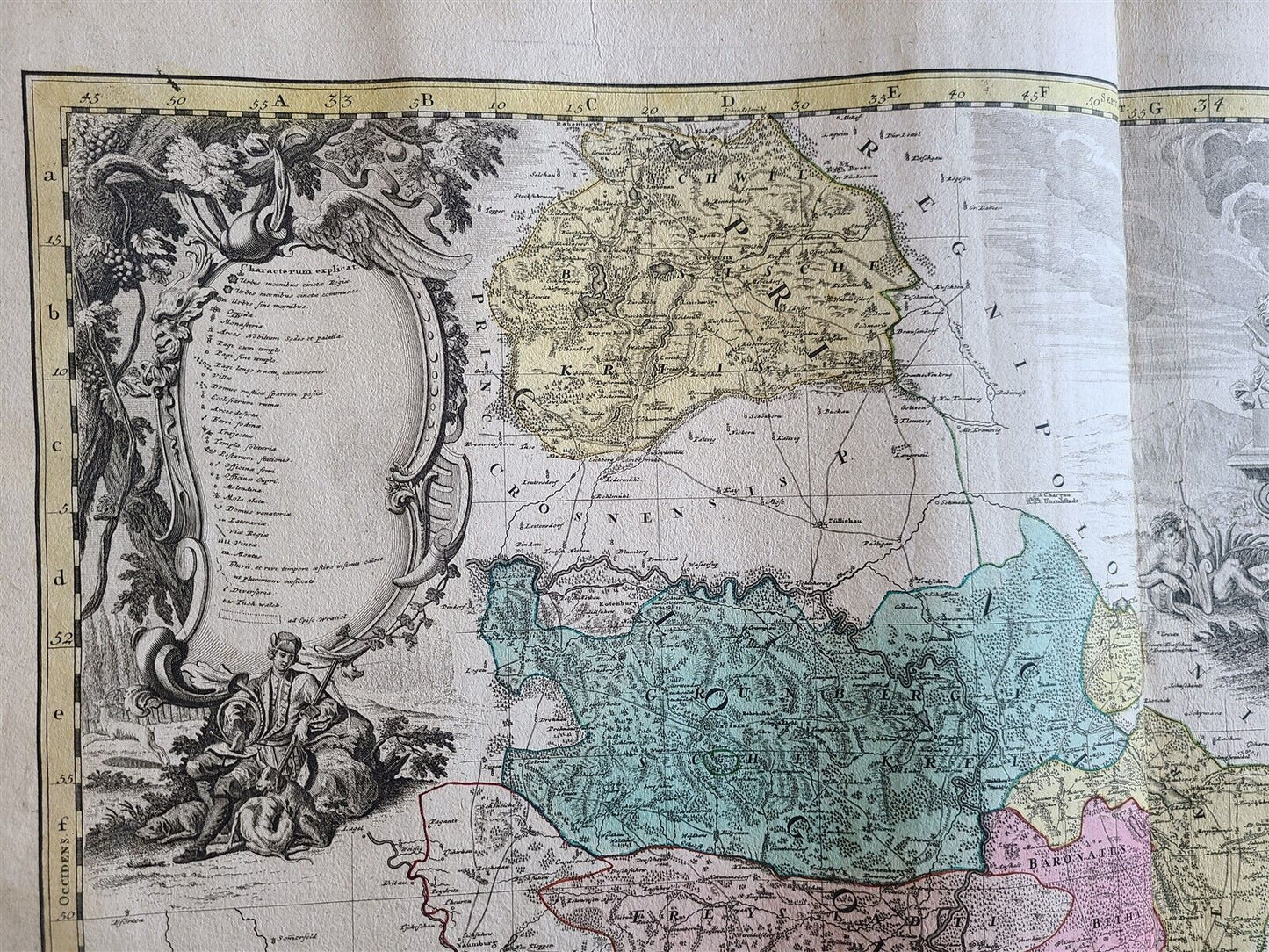 1739 LARGE MAP OF SILESIA POLAND GLOGOVIENSIS antique 25 x 4 3/4"