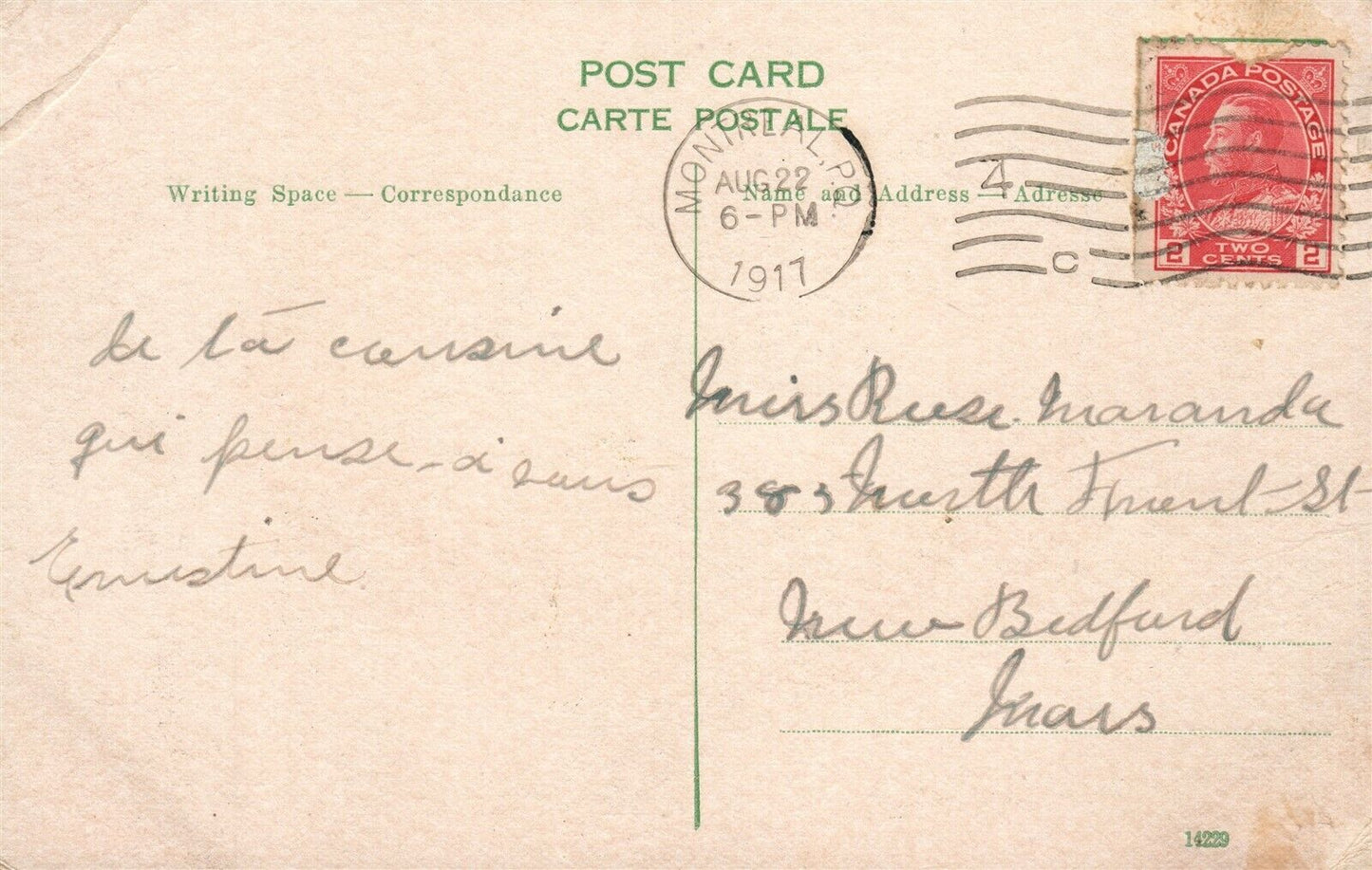 MONTREAL CANADA RUE ST. CATHERINE 1917 ANTIQUE POSTCARD