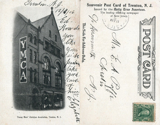 TRENTON N.J. YOUNG MENS' CHRISTIAN ASSOCIATION UNDIVIDED ANTIQUE POSTCARD