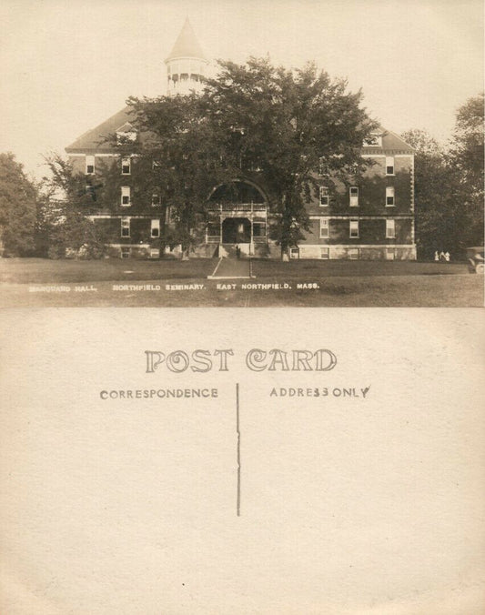 RPPC EAST NORTHFIELD MA SEMINARY REAL PHOTO ANTIQUE POSTCARD