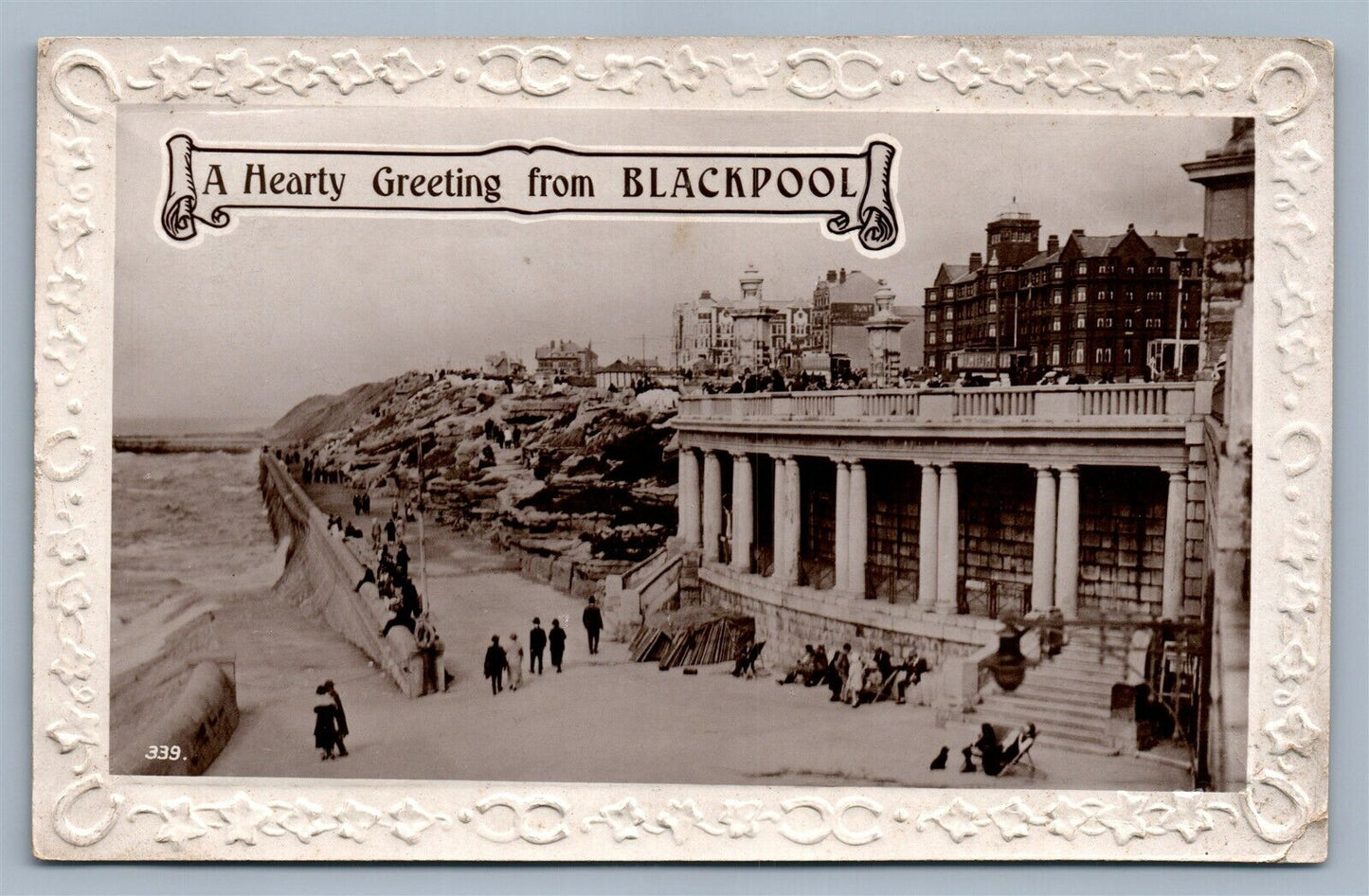 BLACKPOOL ENGLAND GREETINGS ANTIQUE REAL PHOTO POSTCARD RPPC