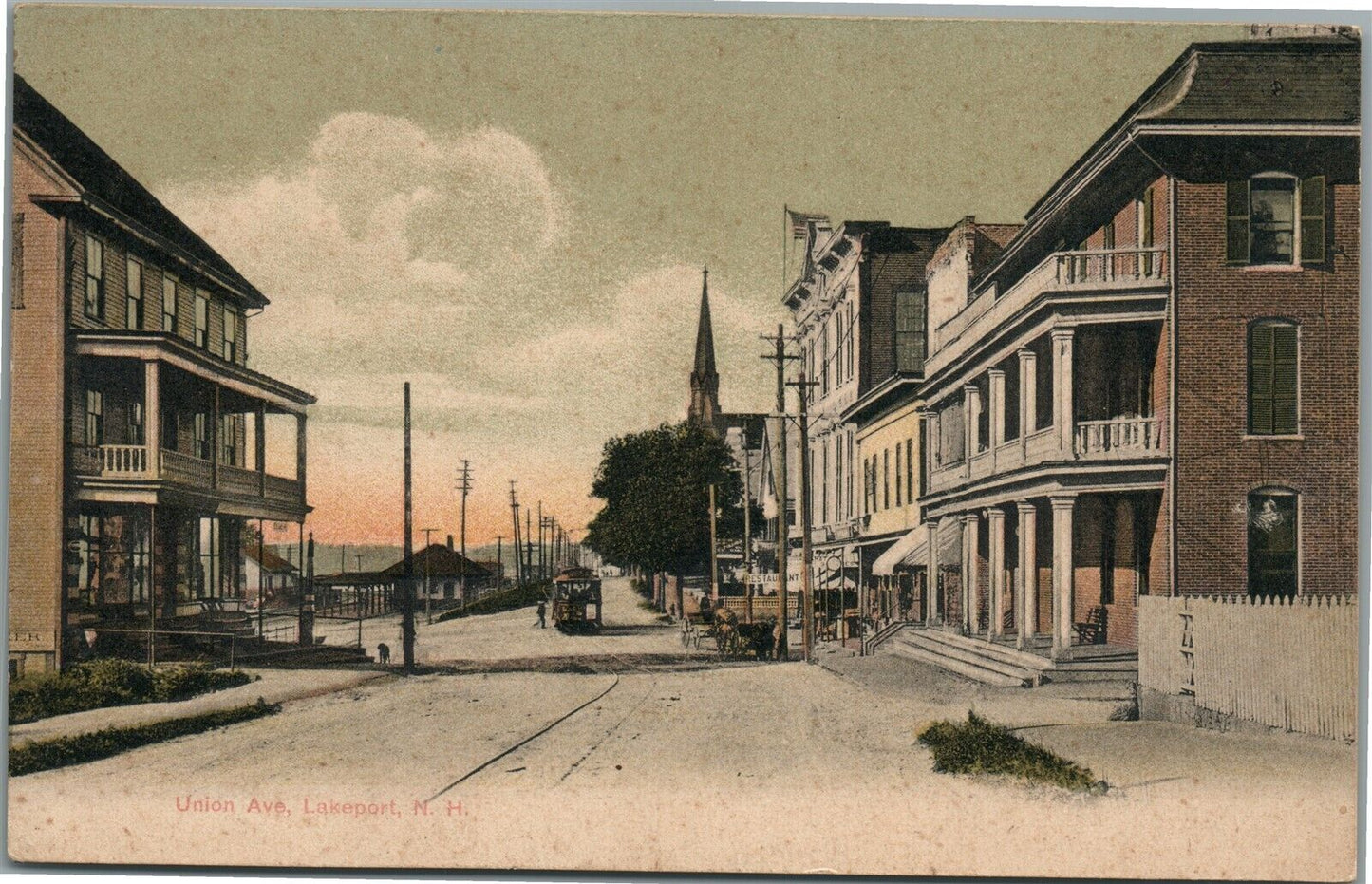 LAKEPORT NH UNION AVENUE ANTIQUE POSTCARD