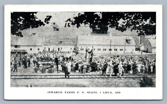 POLAND ANTIQUE POSTCARD OTWARCIE FARMY P.N. SPOJNI 4 LIPCA 1929