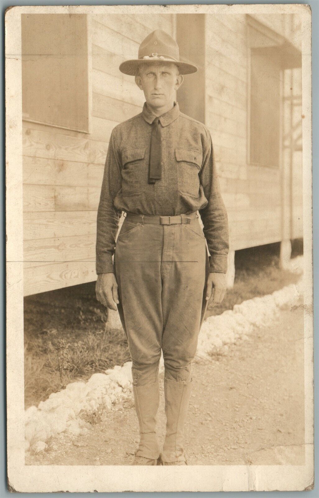 US SOLDIER WWI ERA ANTIQUE REAL PHOTO POSTCARD RPPC