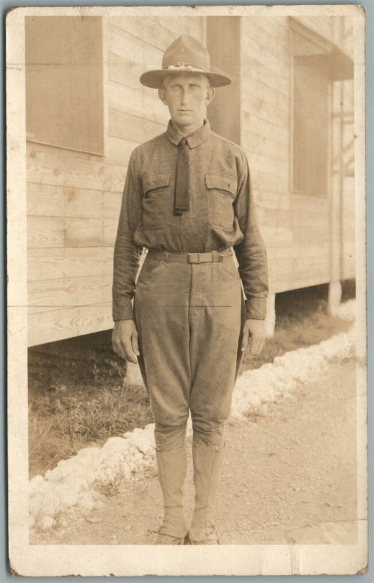 US SOLDIER WWI ERA ANTIQUE REAL PHOTO POSTCARD RPPC