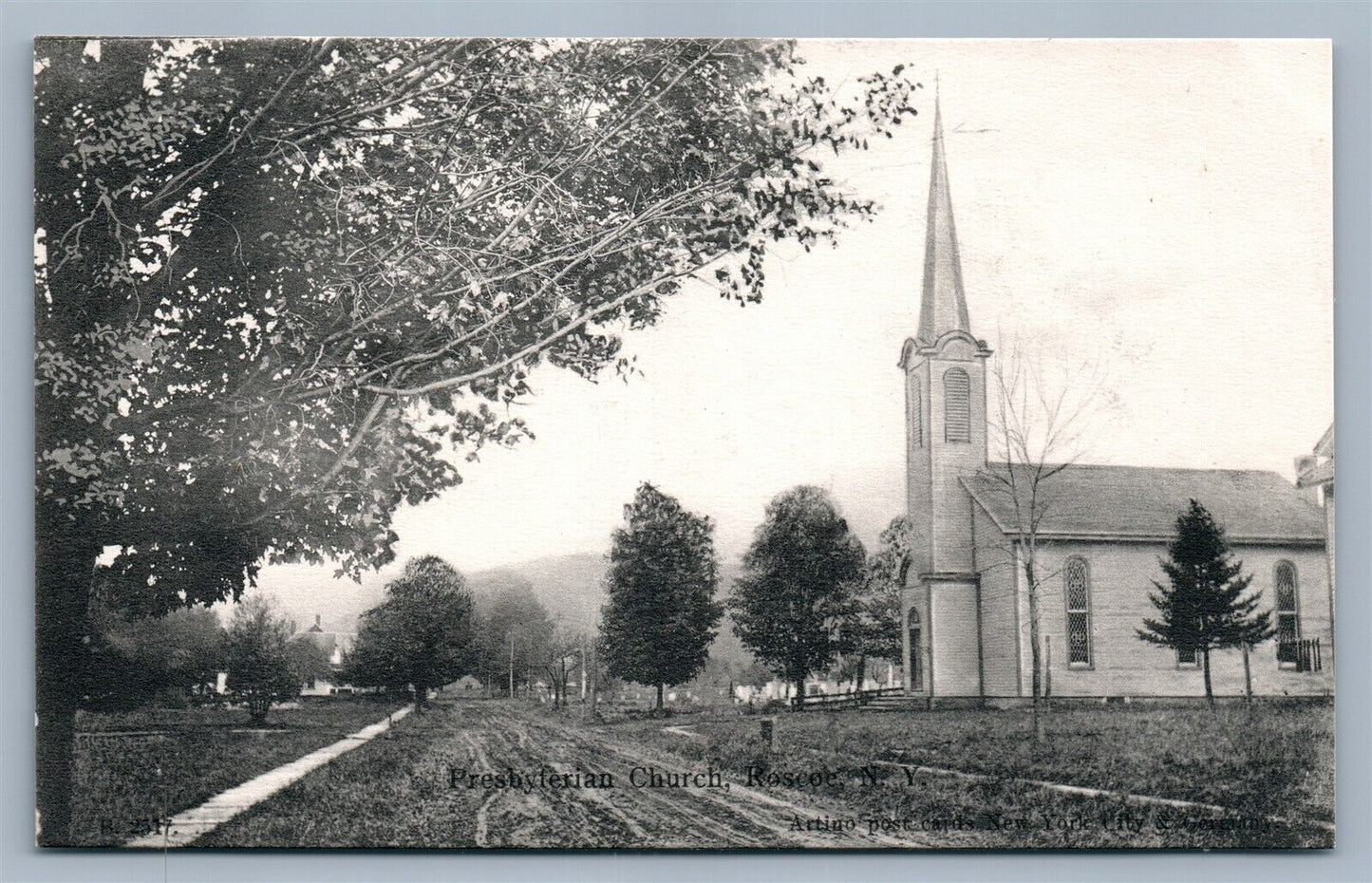 ROSCOE NY PRESBYTERIAN CHURCH ANTIQUE POSTCARD