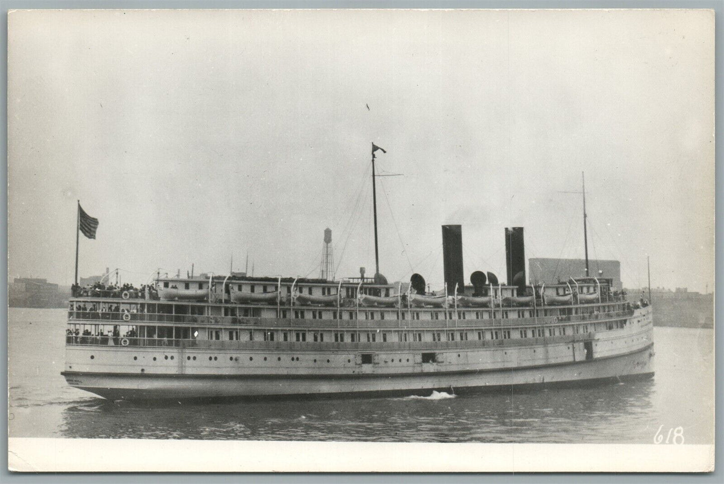 STEAMSHIP BUNKER HILL VINTAGE REAL PHOTO POSTCARD RPPC