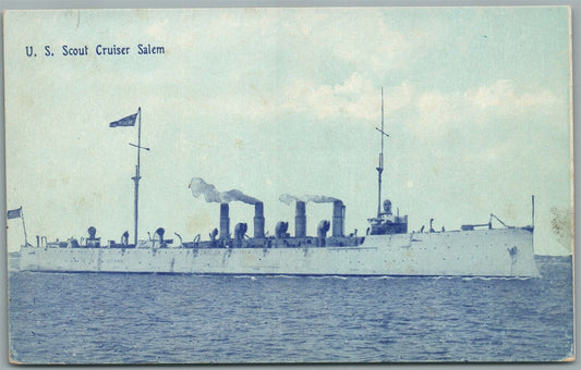 MILITARY SHIP US SCOUT CRUISER SALEM ANTIQUE POSTCARD