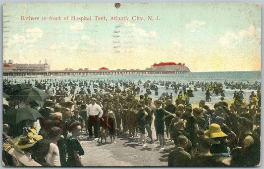 ATLANTIC CITY NJ BATHERS HOSPITAL TENT 1913 ANTIQUE POSTCARD