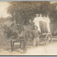 GIRLS POSING ON HORSE DRAWN WAGON ANTIQUE REAL PHOTO POSTCARD RPPC