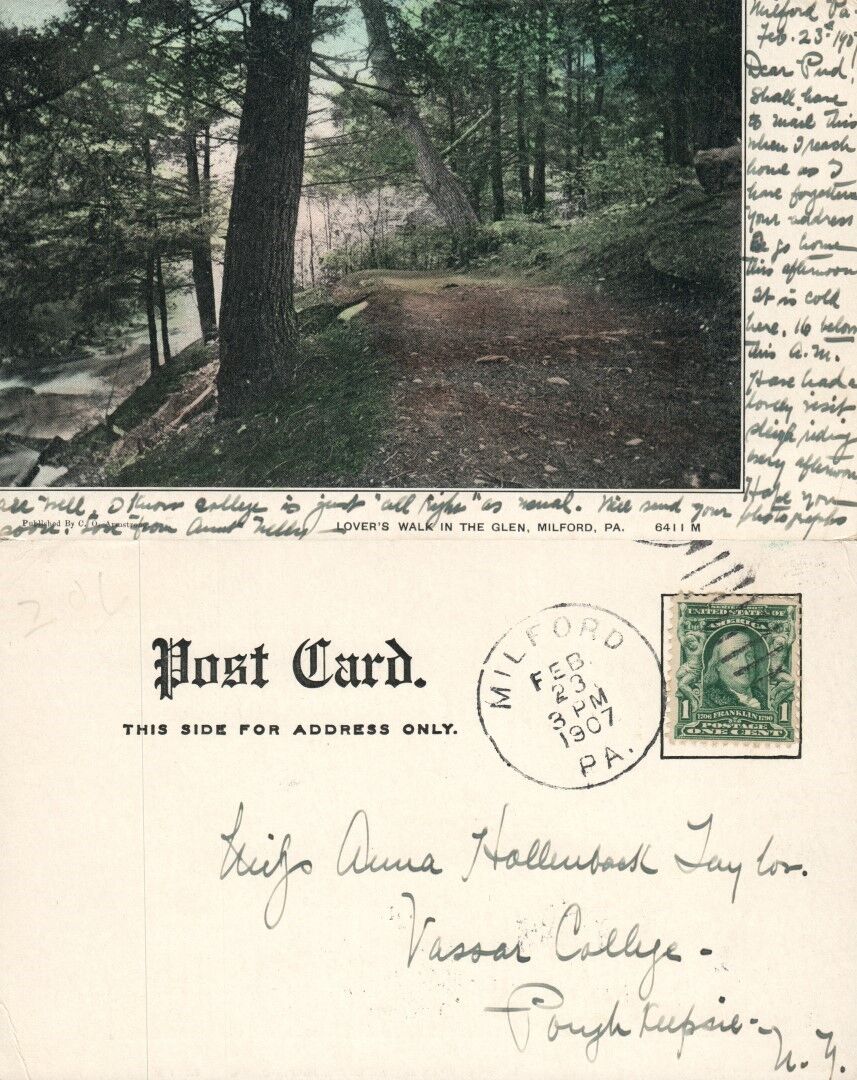 MILFORD PA 1907 UNDIVIDED ANTIQUE POSTCARD