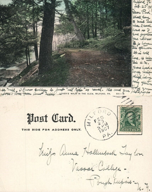 MILFORD PA 1907 UNDIVIDED ANTIQUE POSTCARD