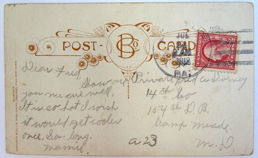 1918 ANTIQUE ROMANTIC POSTCARD - MY THOUGHTS ARE EVER WITH YOU IN ALLENTOWN PA