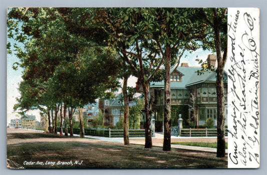 LONG BRANCH NJ CEDAR AVENUE ANTIQUE POSTCARD