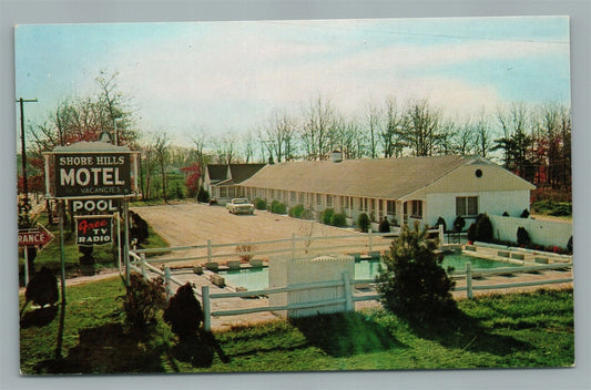 BRIELLE NJ SHORE HILLS MOTEL VINTAGE POSTCARD