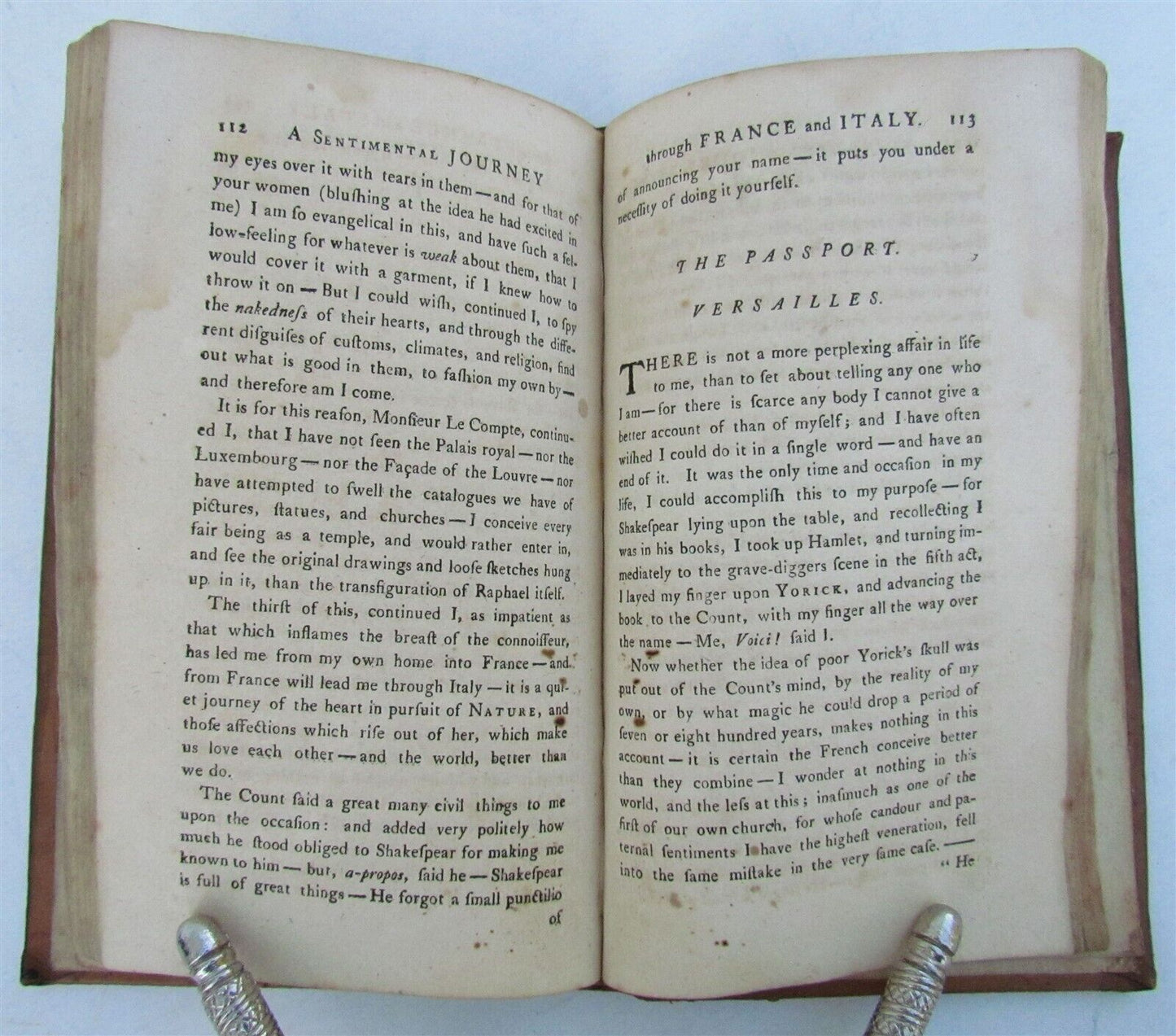 1792 SENTIMENTAL JOURNEY to FRANCE & ITALY by Mr. YORICK antique L. STERNE