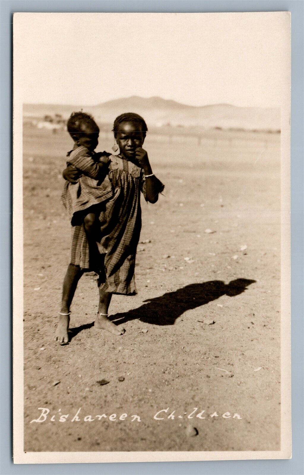 AFRICAN GIRL w/ BABY ASWAN EGYPT ANTIQUE REAL PHOTO POSTCARD RPPC