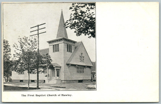 HAWLEY PA FIRST BAPTIST CHURCH ANTIQUE POSTCARD