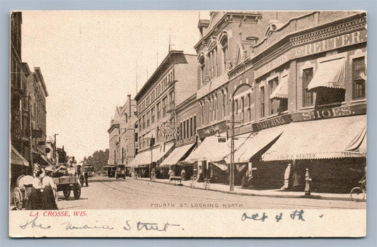 LA CROSSE WI FOURTH STREET UNDIVIDED ANTIQUE POSTCARD