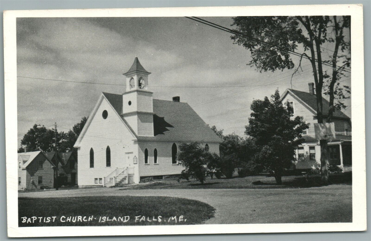 ISLAND FALLS ME BAPTIST CHURCH VINTAGE REAL PHOTO POSTCARD RPPC