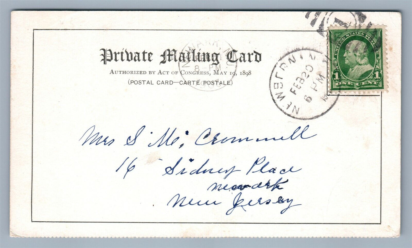OLD DOMINION LANE between NEW YORK & VIRGINIA 1903 UNDIVIDED ANTIQUE POSTCARD