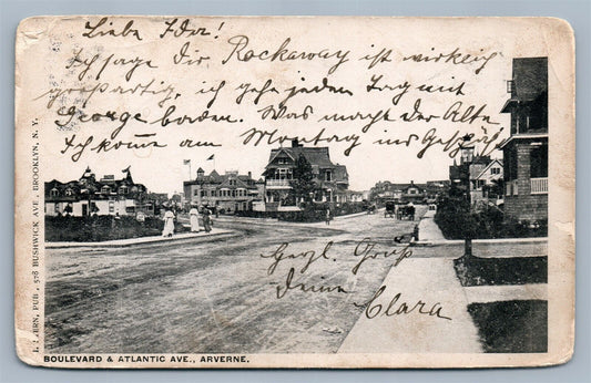 ARVERNE NY BOULEVARD & ATLANTIC AVENUE ANTIQUE POSTCARD