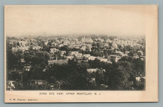 UPPER MONTCLAIR NJ BIRDS EYE VIEW ANTIQUE POSTCARD