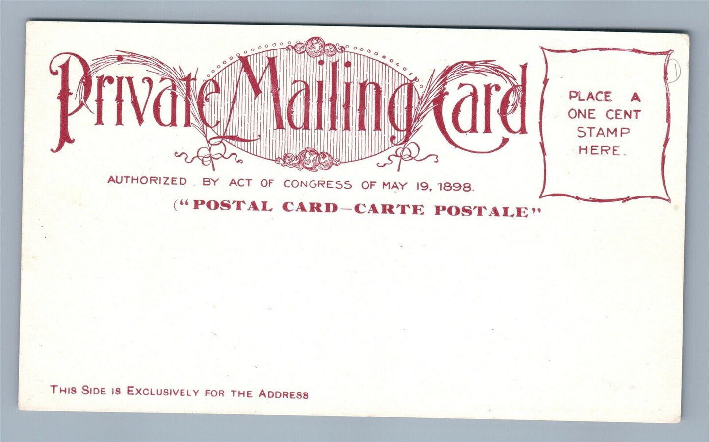 PAVILION AT SALTAIR UTAH PRIVATE MAILING CARD by A.LIVINGSTON ANTIQUE POSTCARD