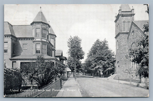 BANGOR PA UNITED EVANGELICAL CHURCH ANTIQUE POSTCARD