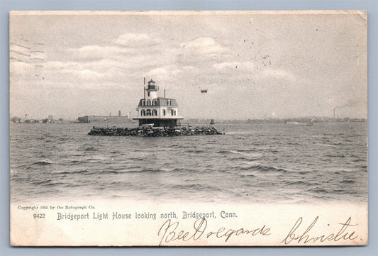 BRIDGEPORT CT LIGHTHOUSE ANTIQUE POSTCARD