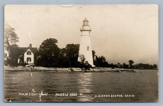 MARBLE HEAD OH FLASH LIGHT HOUSE 1908 ANTIQUE REAL PHOTO POSTCARD RPPC