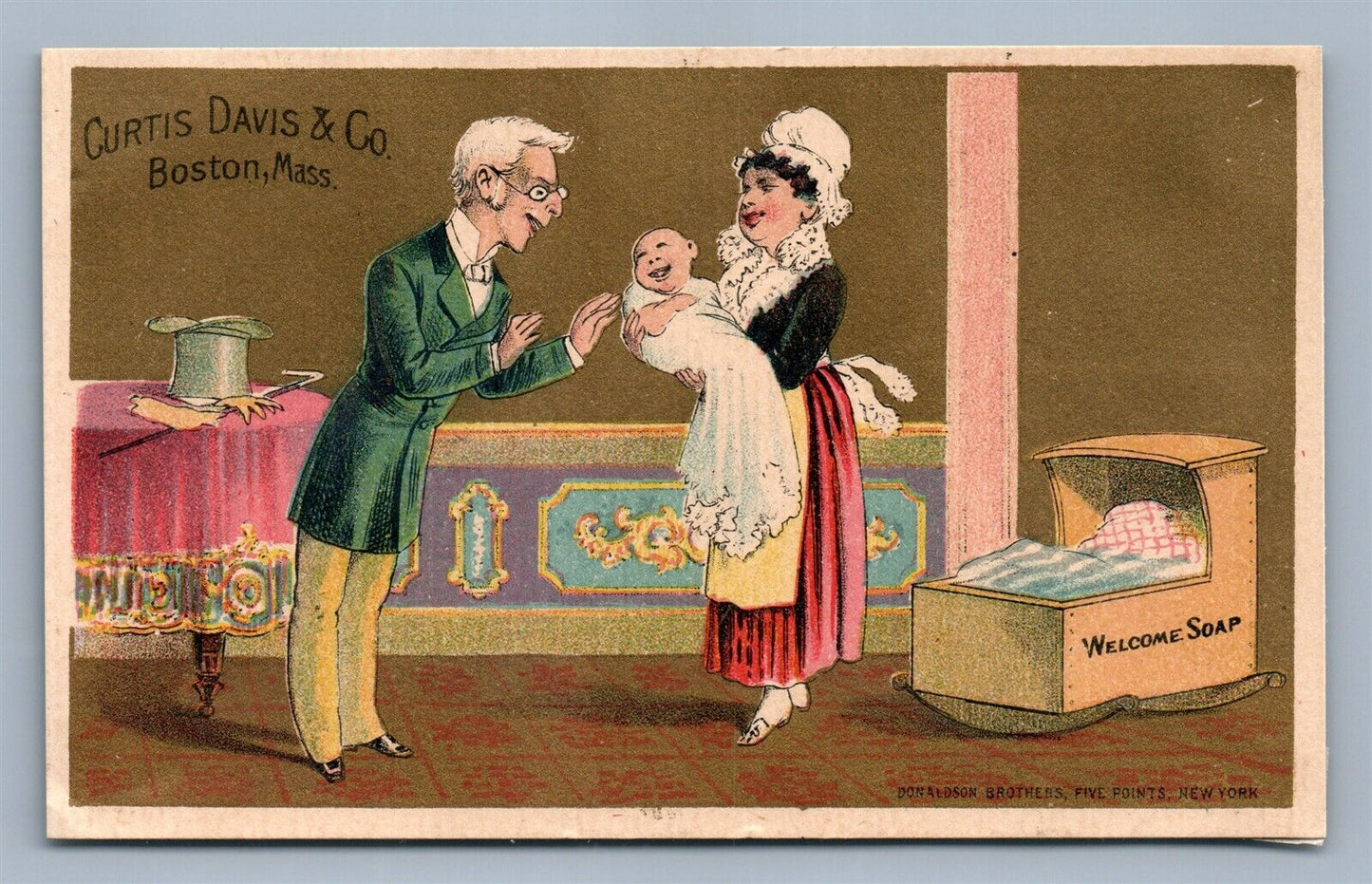 BOSTON MA CURTIS DAVIS & CO. VICTORIAN TRADE CARD