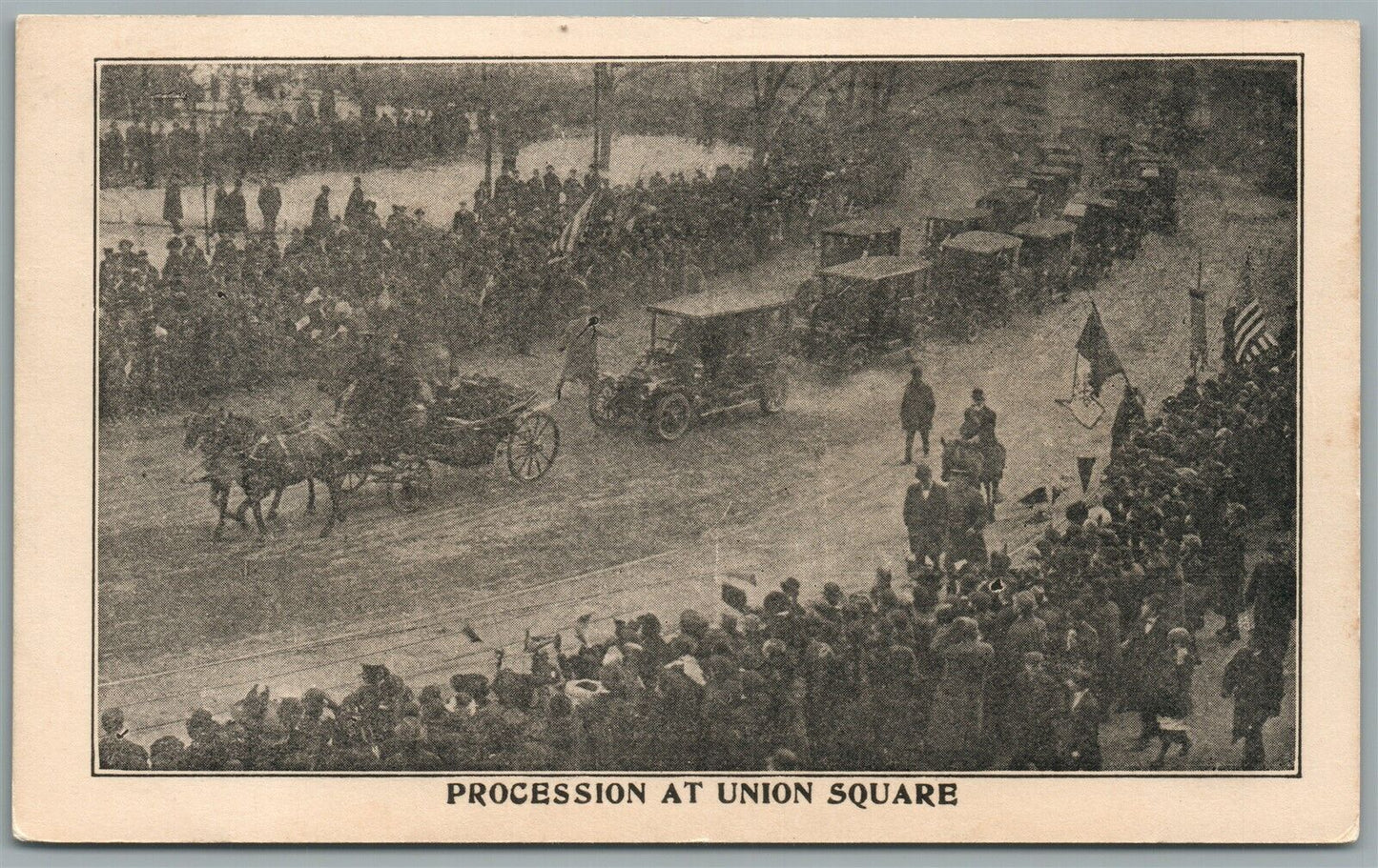 NEW YORK NY PROCESSION AT UNION SQUARE ANTIQUE POSTCARD