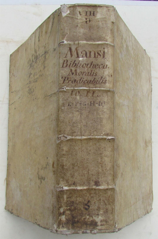 1703 VELLUM BINDING MASSIVE FOLIO Bibliotheca moralis by Josephi Mansi antique