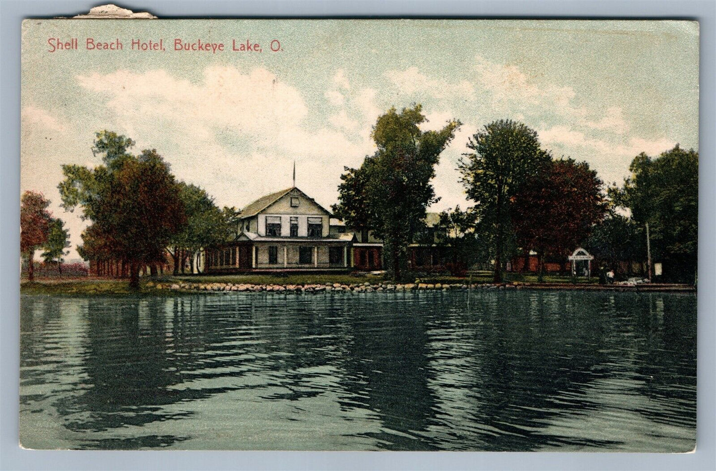 BUCKEYE LAKE OH SHELL BEACH HOTEL 1908 ANTIQUE POSTCARD