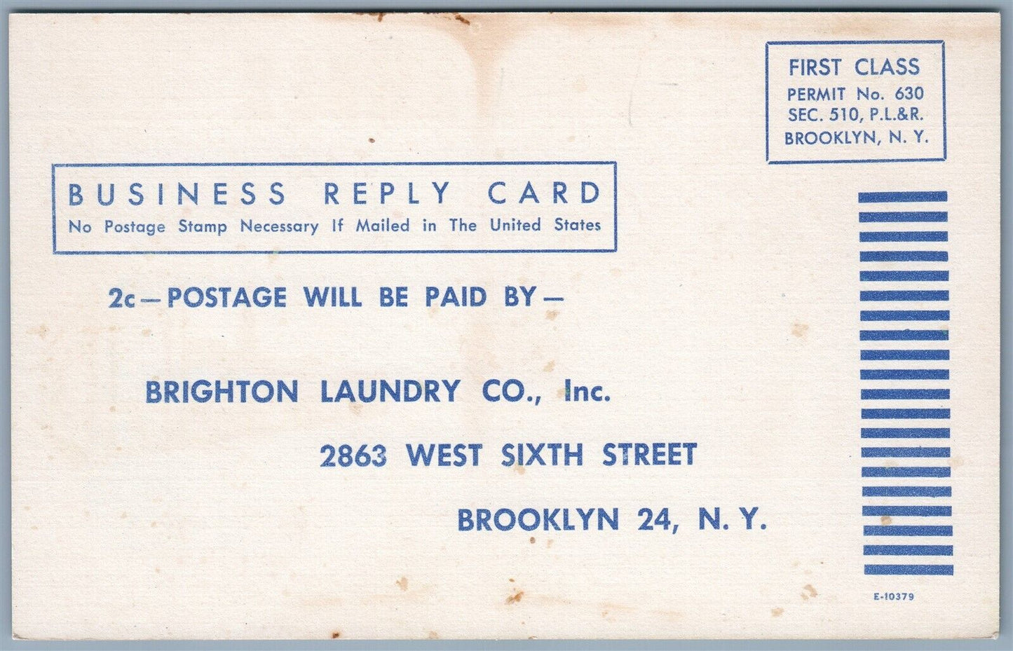 BROOKLYN NY BRIGHTON LAUNDRY ADVERTISING VINTAGE POSTCARD DON'T GAMBLE w/ MOTHS!