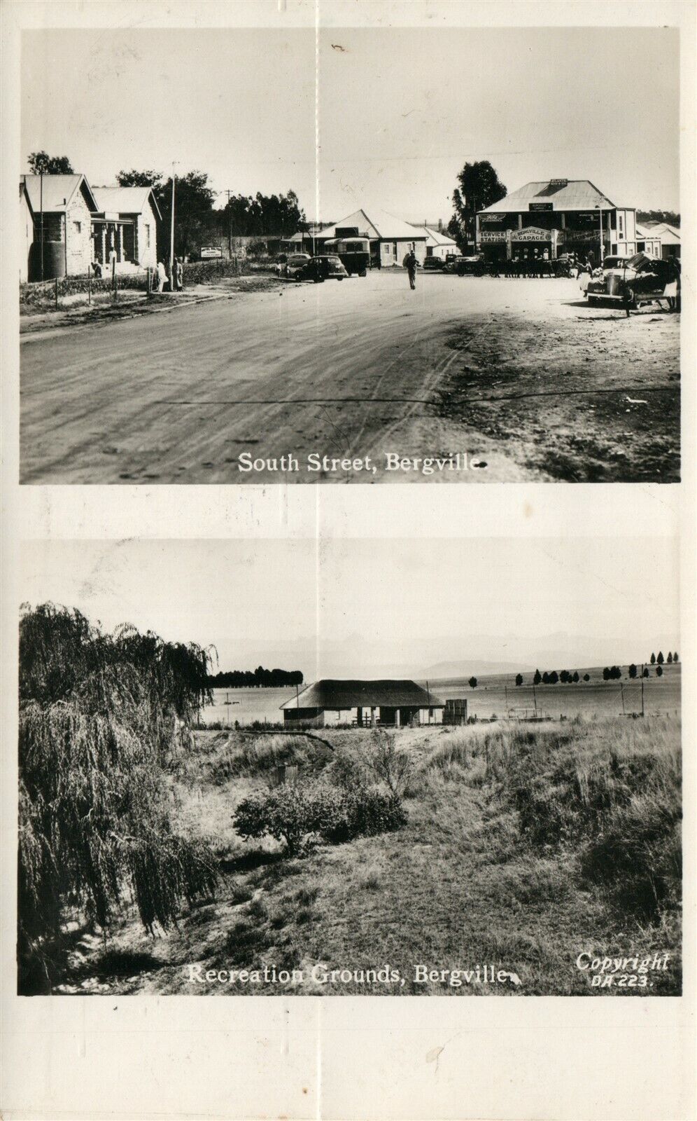 SOUTH AFRICA BERGVILLE SOUTH STREET ANTIQUE REAL PHOTO POSTCARD RPPC