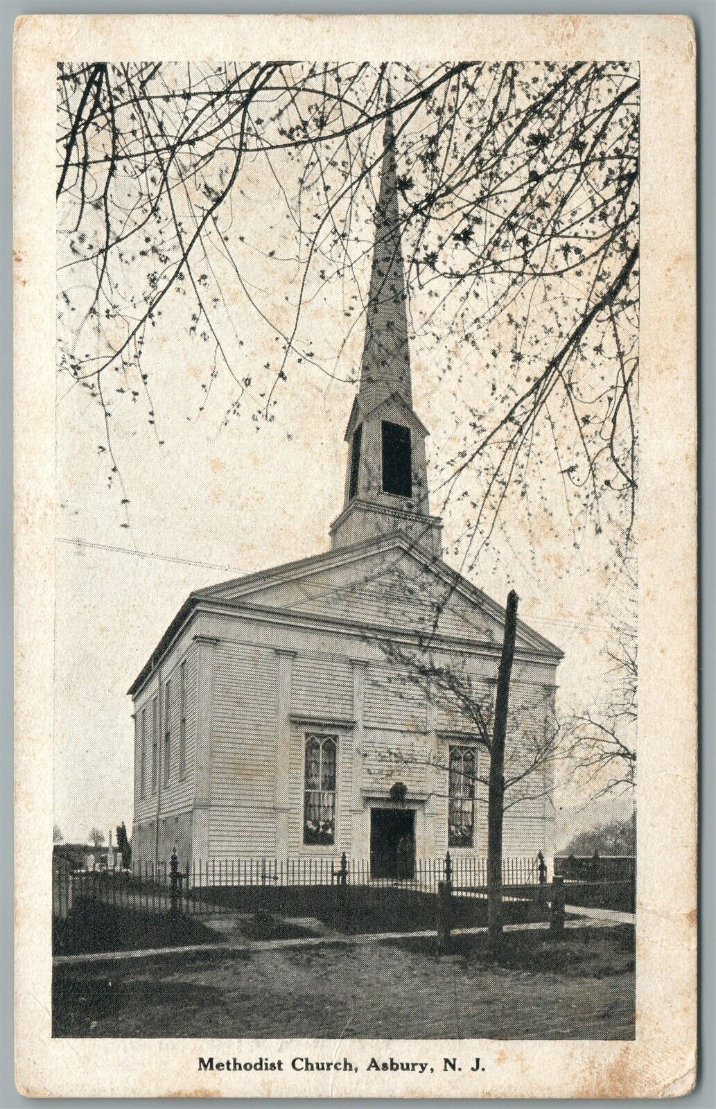 ASBURY NJ METHODIST CHURCH ANTIQUE POSTCARD