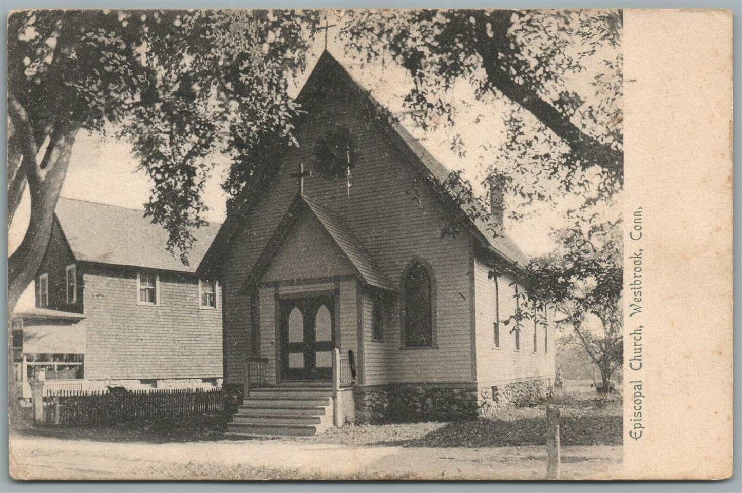 WESTBROOK CT EPISCOPAL CHURCH ANTIQUE POSTCARD