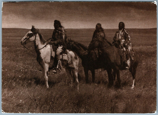 THREE INDIAN PIEGAN 1987 POSTCARD photo by E.S.CURTIS