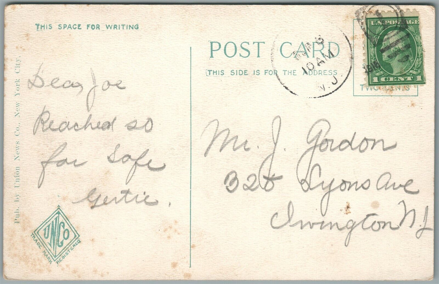 DOVER NJ ELKS CLUB HOUSE ANTIQUE POSTCARD