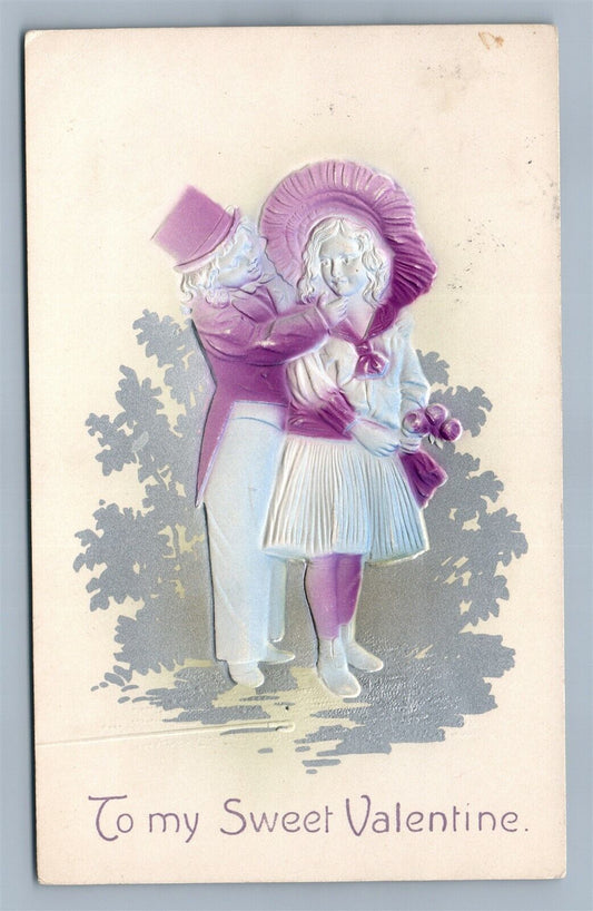 VALENTINE ANTIQUE EMBOSSED POSTCARD VICTORIAN COUPLE