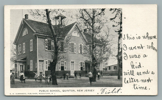 QUINTON NJ PUBLIC SCHOOL ANTIQUE POSTCARD